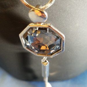NEW Long Silver Necklace with Pendant and Accents
